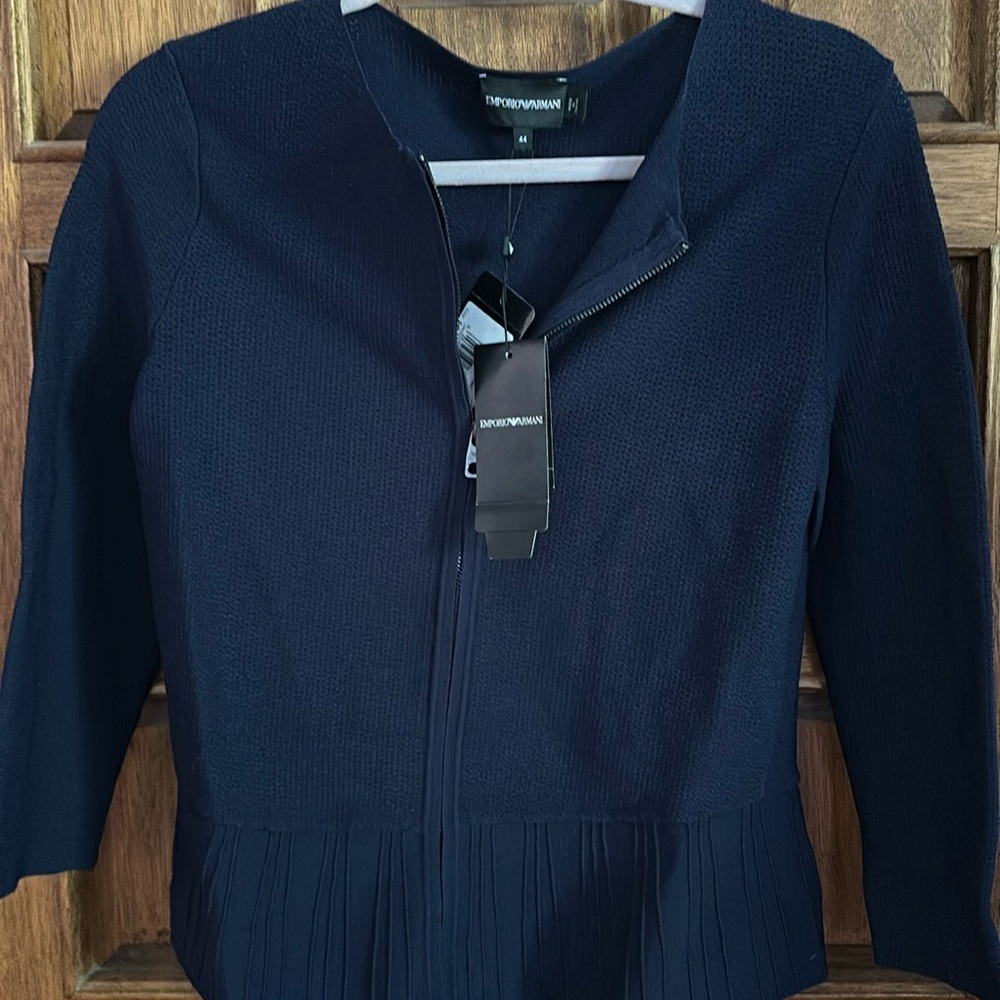 NWT size 44 Emporio Armani, blue zip sweater jacket